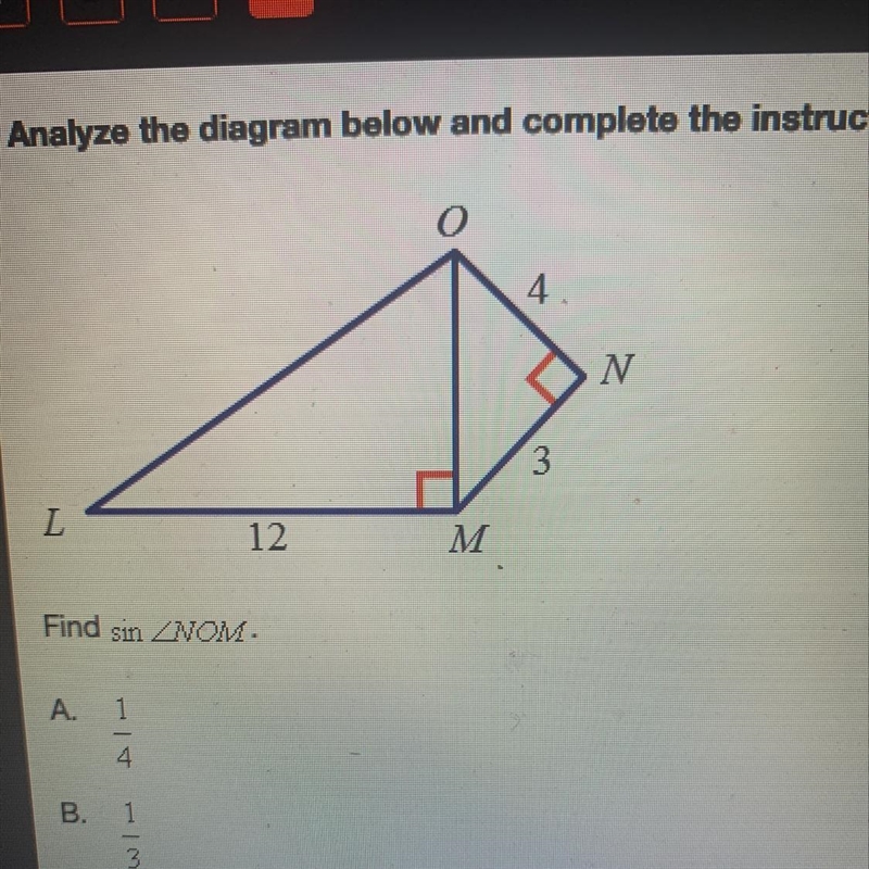 Analyze the diagram below and complete the instructions that follow. Find sin ZNOM-example-1