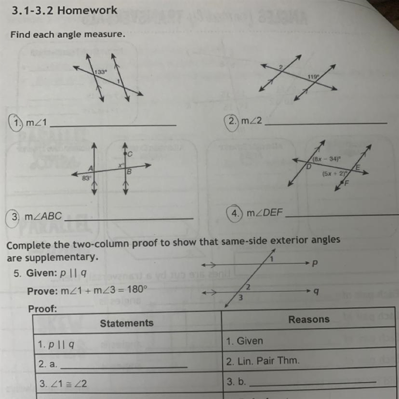 Plz I need urgent help Find each angle measure.-example-1