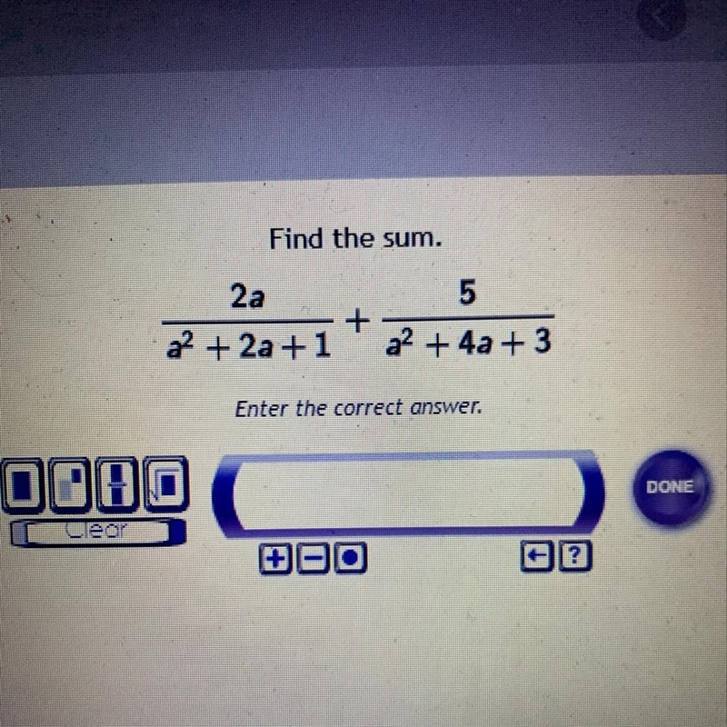 Find the sum. 5 2a a? + 2a + 1 + a2 + 4a + 3-example-1