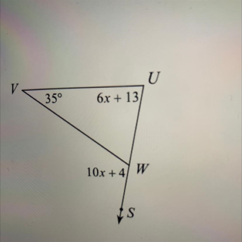 U V 35° 6x + 13 10x + 4) W IS-example-1