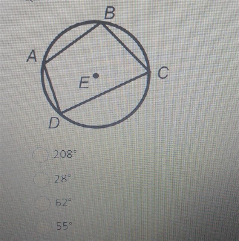 Quadrilateral ABCD is inscribed in circle E. the m<A=152 find m<C​-example-1