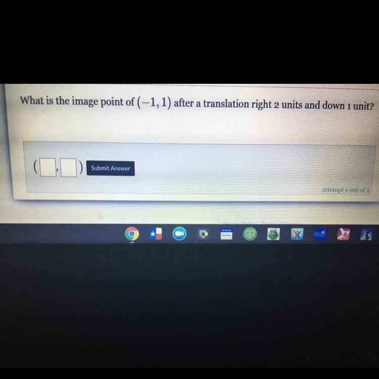 What is the image point of (-1,1) after a translation right 2 units and down 1 unit-example-1