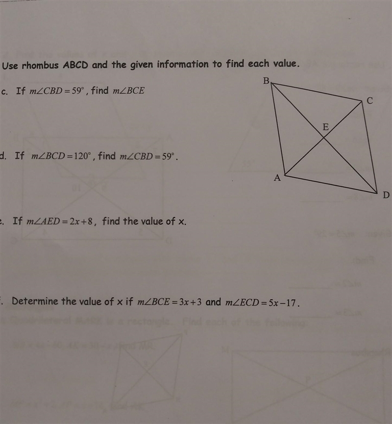 Use rhombus ABCD and the given information to find each value.​-example-1