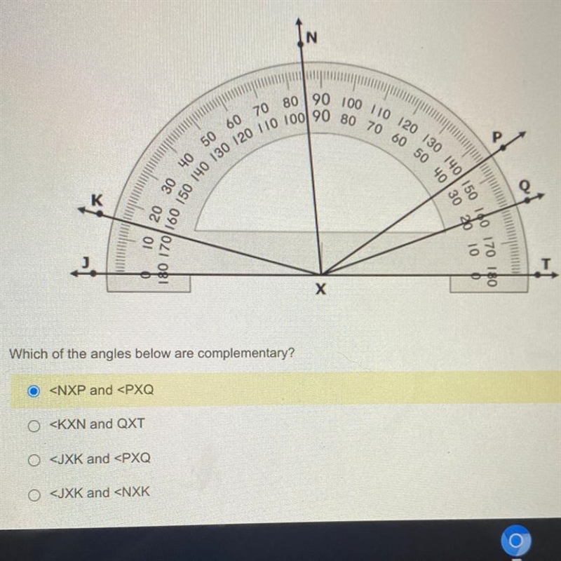 Which angles below are complementary?-example-1