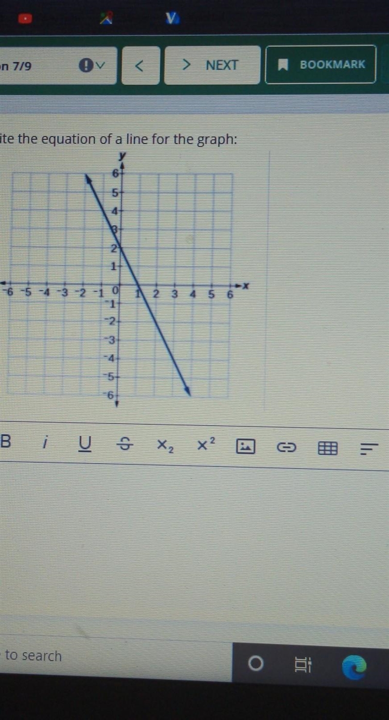 Write the equation of a line for a graph hurry!!​-example-1