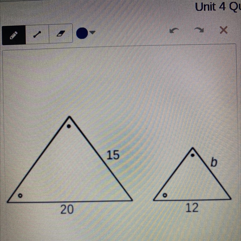 If b were 9 what’s the scale factor between these two triangles(going in the direction-example-1