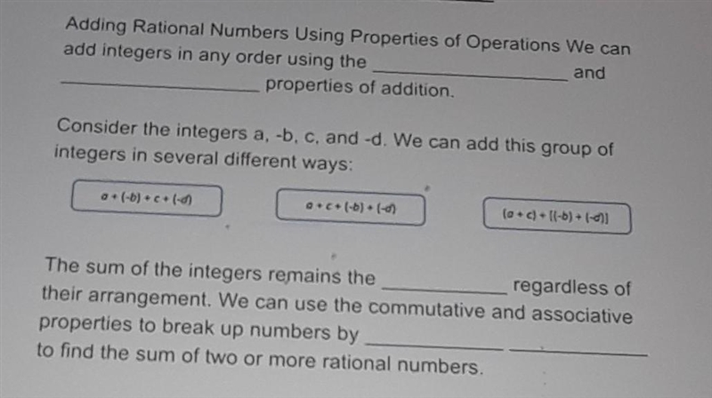 Adding Rational Numbers Using Properties of Operations we can add integers in any-example-1