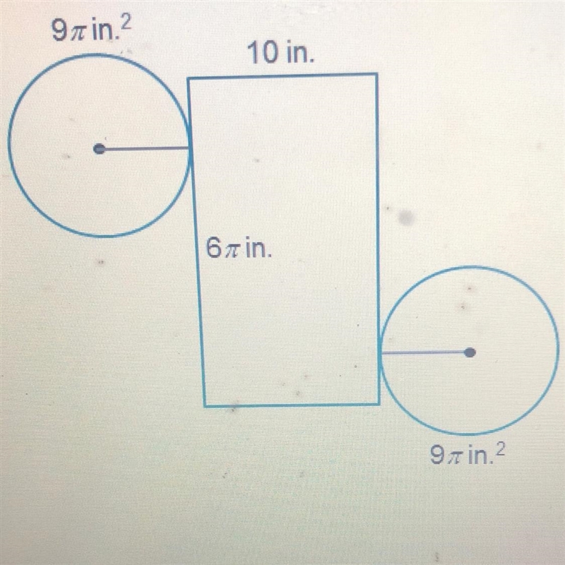 PLASE HELP ME ASAP The net of a cylinder is shown. The area of one base of the cylinder-example-1