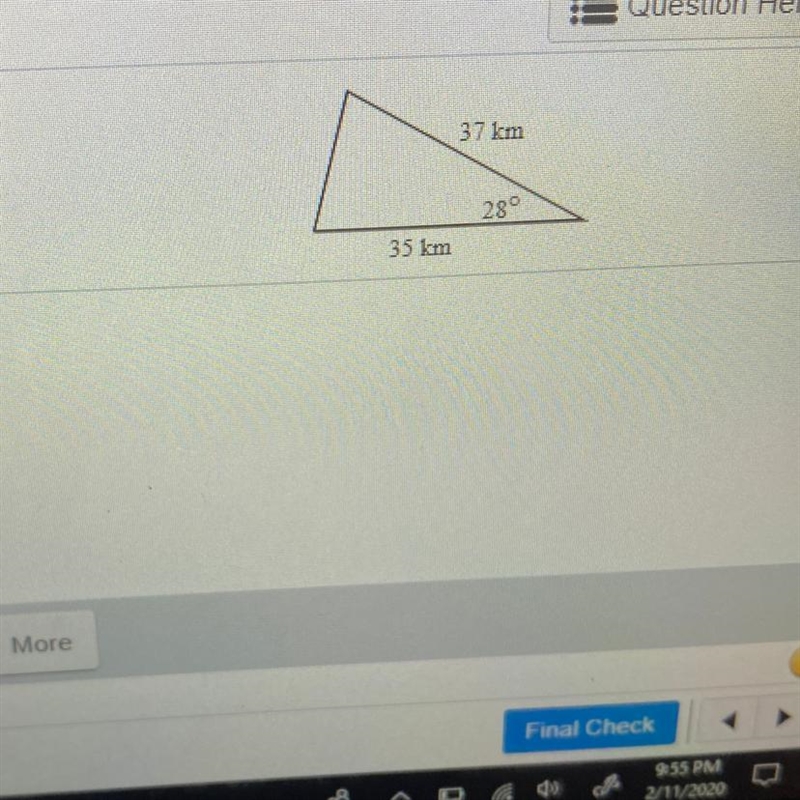 Can some find the area to this triangle I tried a bunch of things and i keep getting-example-1