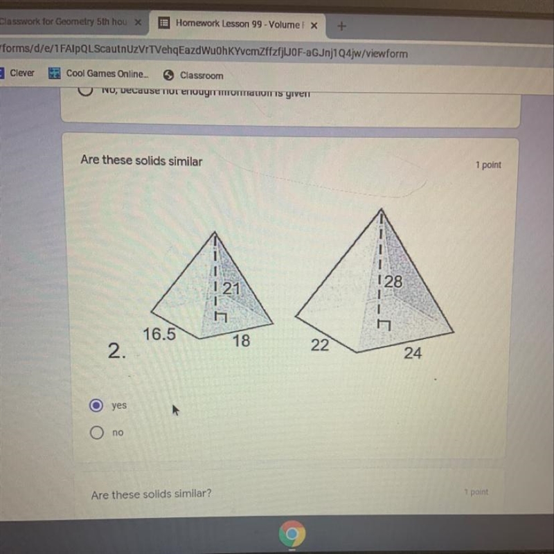 I NEED HELP ASAP Question: are the solids similar?-example-1