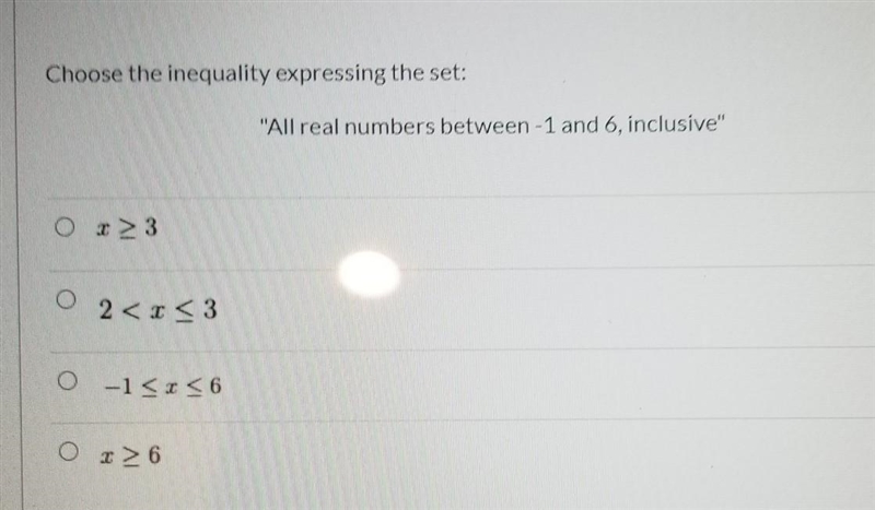 Choose the inequality that express the set:​-example-1