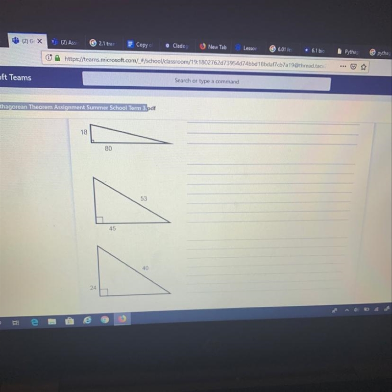 Find the length of the third side of each triangle mark-example-1