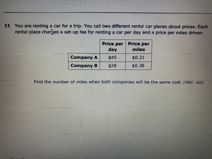 11 You are renting a car for a trip. You call two different rental car places about-example-1