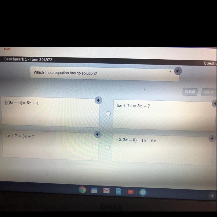 Which linear equation has no solution?-example-1