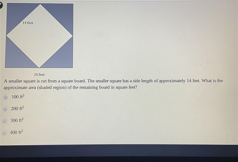 A smaller square is cut from a square board. The smaller square has a side length-example-1