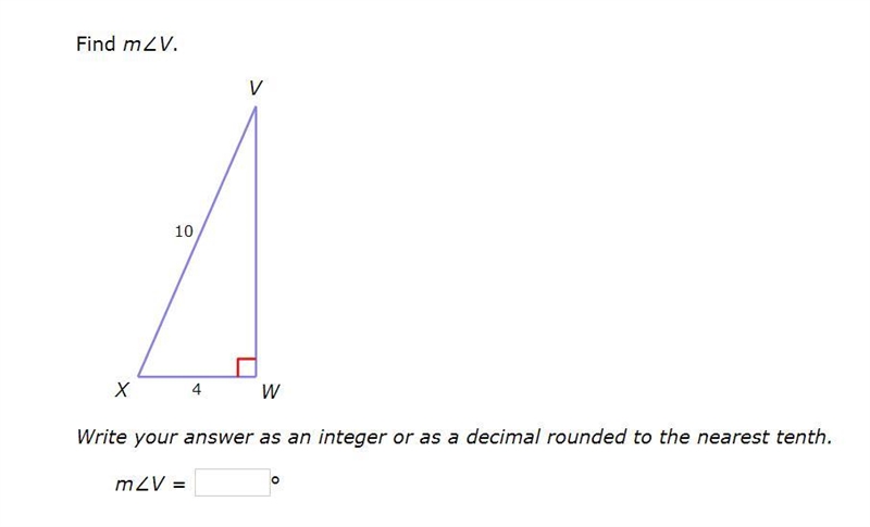 Correct answers only please! Find m∠V. Write your answer as an integer or as a decimal-example-1