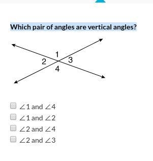 Which pair of angles are vertical angles?-example-1