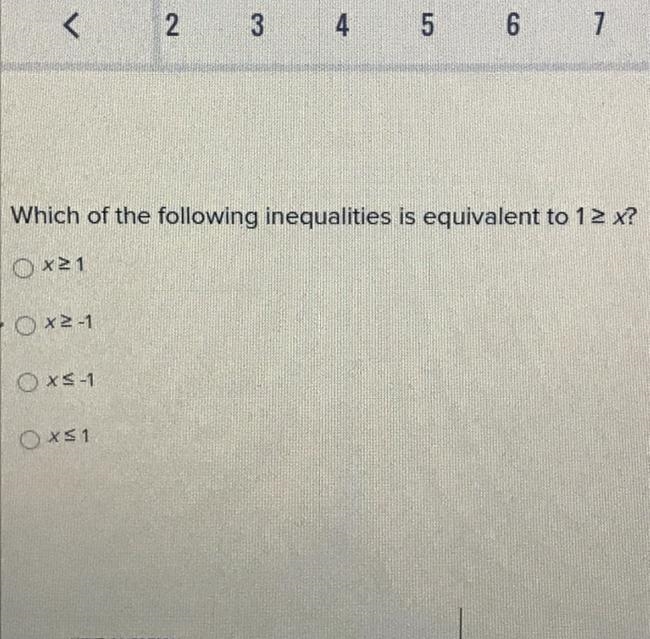 Which of the following inequalities is equivalent to 1 > x-example-1