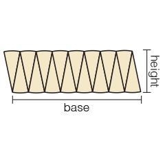 A circle is cut into congruent sections and arranged to form a figure that approximates-example-1