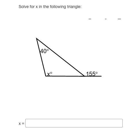 Solve for x in the following triangle-example-1