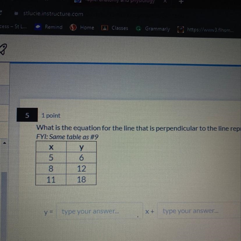 What is the equation for the line that is perpendicular to the line represented in-example-1