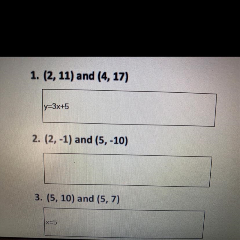 Writing a Linear Equation Given Two Points Write a linear equation for the line that-example-1