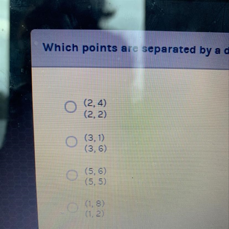 Which points are separated by distance of six units?￼-example-1