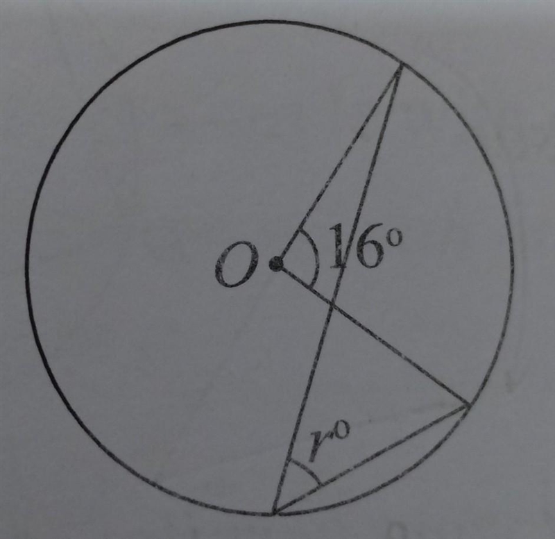 The following figure shows a circle with centre O Find the angle r . A 153° B 104° C-example-1