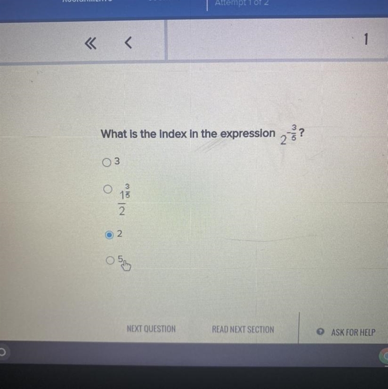 What is the index in the expression 2 2?-example-1