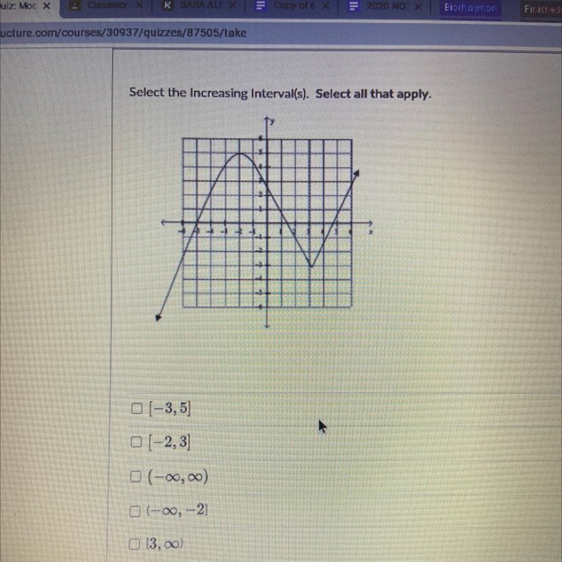 Please help me what is the increasing interval more than one answer-example-1