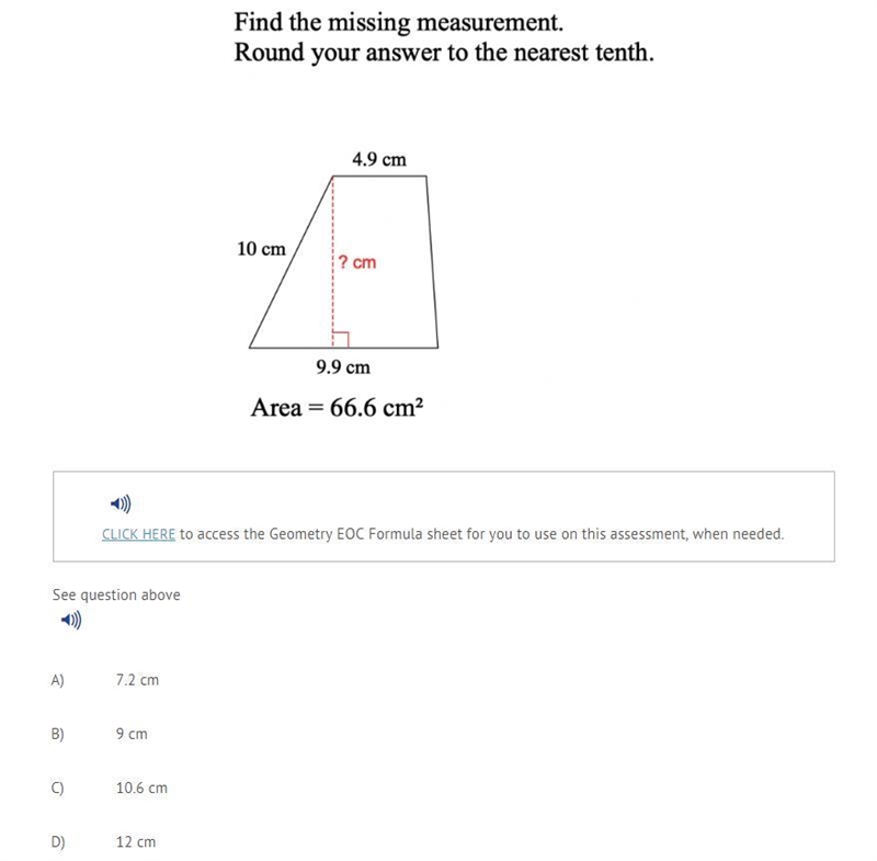 See question above A) 7.2 cm B) 9 cm C) 10.6 cm D) 12 cm-example-1