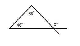 What is the degree measure of x? A) 67° B) 88° C) 111° D) 134°-example-1