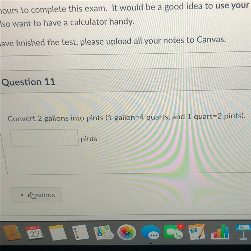 Help ASAP!!! Convert 2 gallons into pints (1 gallon=4 quarts, and 1 quart=2 pints-example-1