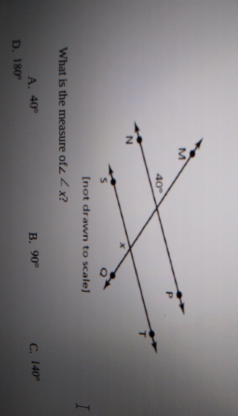 B. 90 C. 140° A. 40° D. 180°​-example-1