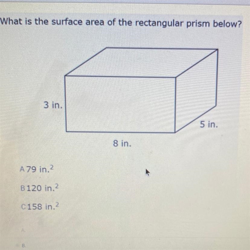 ANSWER QUICKLYYY PLEASEEE What is the surface area of the rectangular prism below-example-1