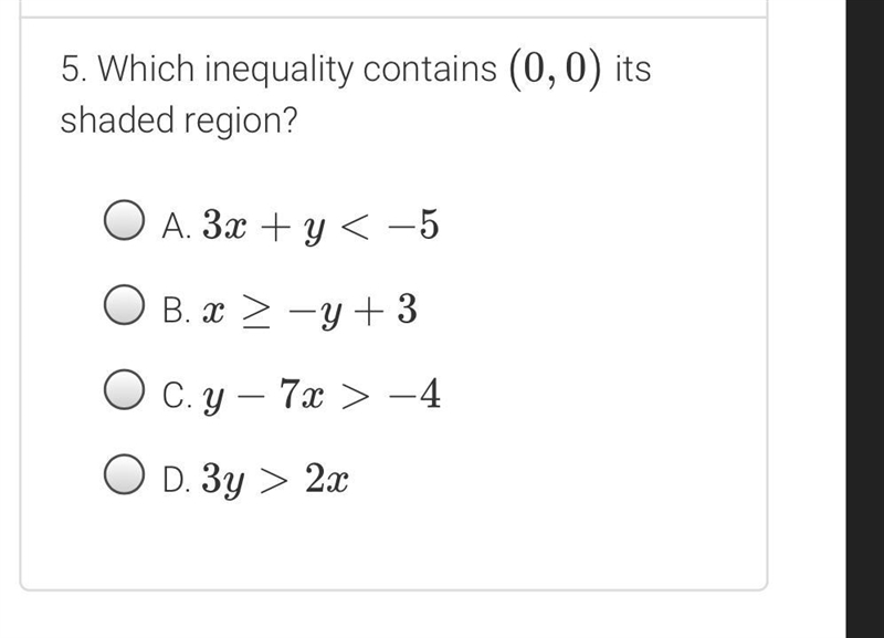 Which inequality contains (0,0)-example-1