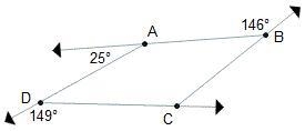 What is the measure of angle BCD? A. 25º B. 40º C. 140º D. 155º-example-1