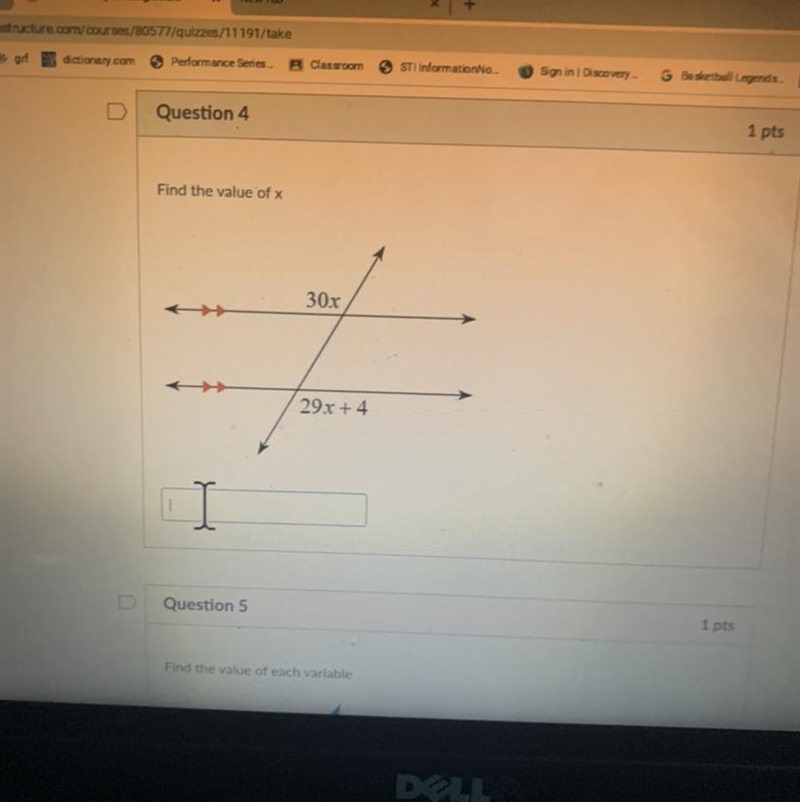 1 pts Find the value of x 30x 2 29x + 4 Pls answer ASAP-example-1