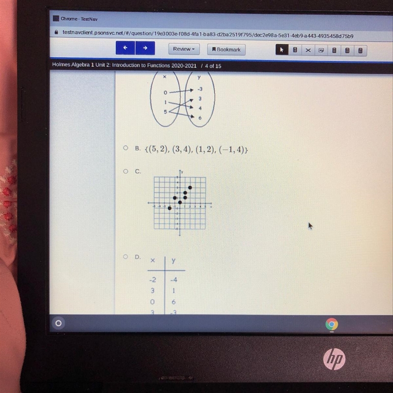 Which set of data represents y as a function of x?-example-1