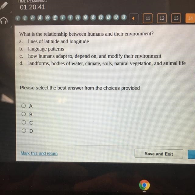 A. What is the relationship between humans and their environment? lines of latitude-example-1