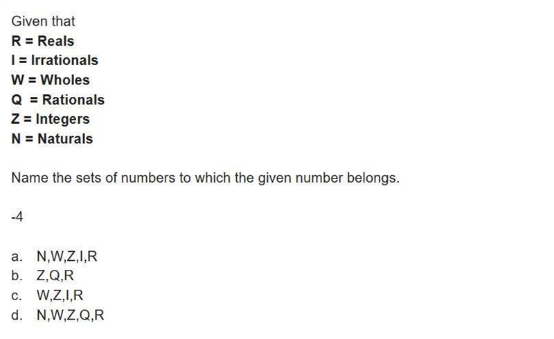 Name the sets of numbers to which the given number belongs. -4-example-1