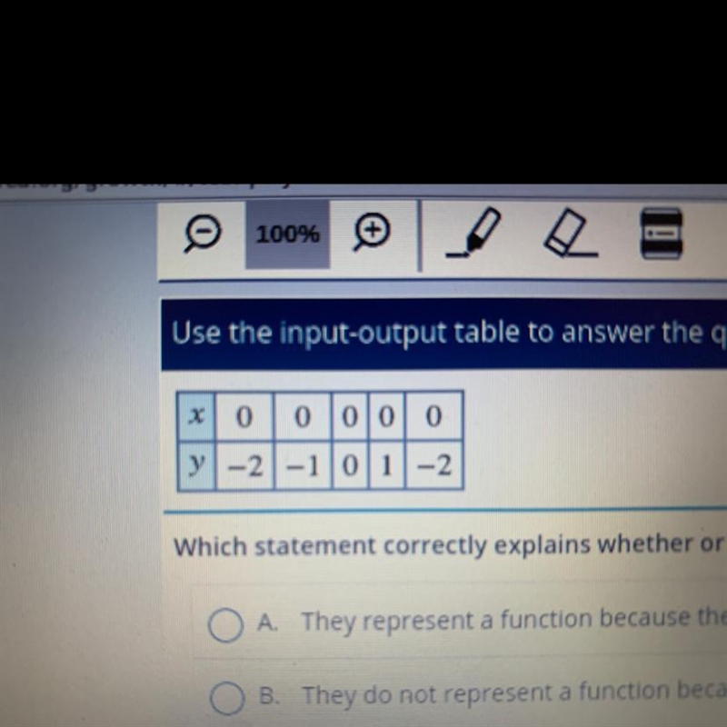 Which statement correctly explains whether or not the values in the table represent-example-1