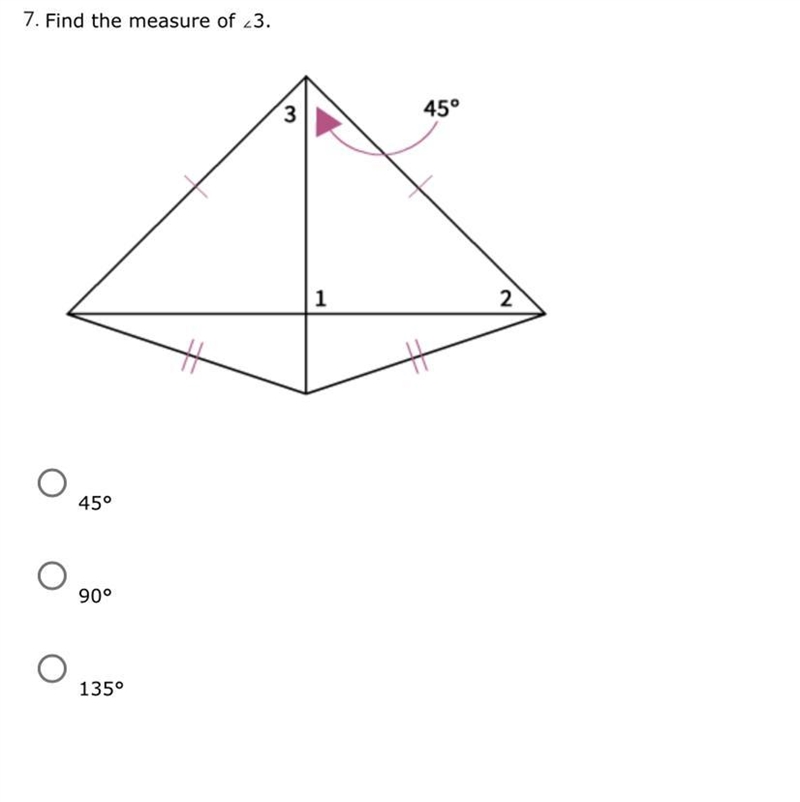 . Find the measure of ∠3. 45° 90° 135°-example-1