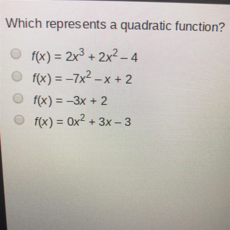 Which represents a quadratic function??-example-1