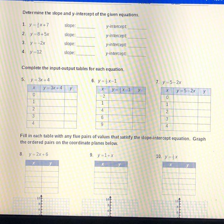 Y'all can you answer these? 8th grade algebra 1-10 Q's??-example-1