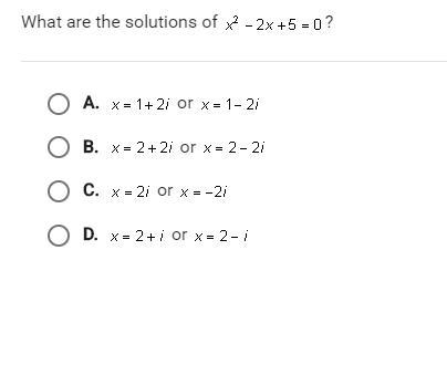 What are the solutions of x²-2x+5=0?-example-1