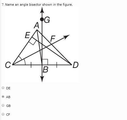 Name an angle bisector shown in the figure. DE AB GB CF-example-1