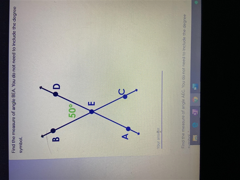 Find the measure of angle BEA-example-1