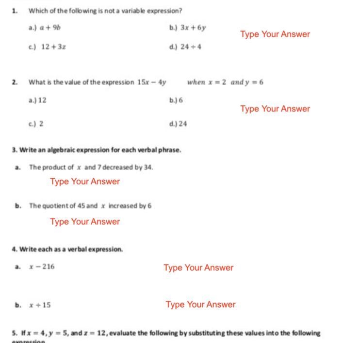 Plz help this is variable and algebraic expressions-example-1