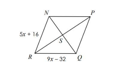 The following is a rhombus, find PQ-example-1